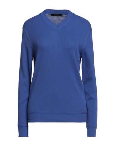 Vneck Woman Sweater Blue Size S Cotton