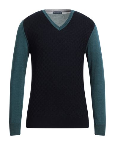 Umberto Vallati Man Sweater Midnight Blue Size 42 Merino Wool