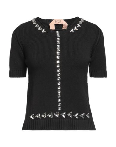 N°21 Woman Sweater Black Size 2 Cotton, Polyester