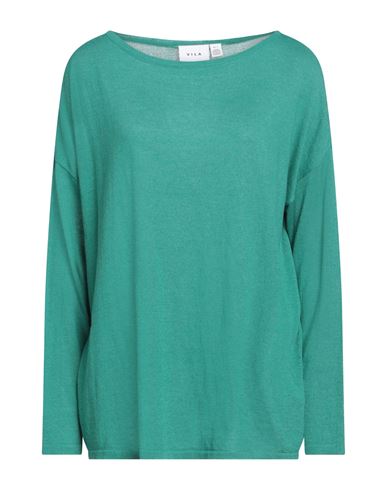 Vila Woman Sweater Emerald Green Size M Recycled Polyester, Viscose, Nylon, Polyester