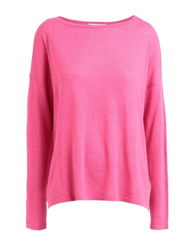 Vila Woman Sweater Fuchsia Size L Recycled Polyester, Viscose, Nylon, Polyester In Pink