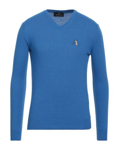 Shop Aquascutum Man Sweater Blue Size Xl Cotton, Wool, Polyamide