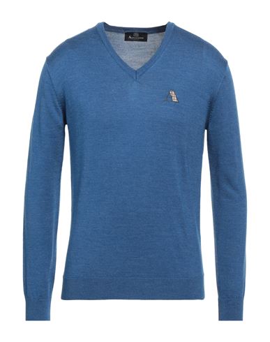 Shop Aquascutum Man Sweater Blue Size M Virgin Wool, Acrylic