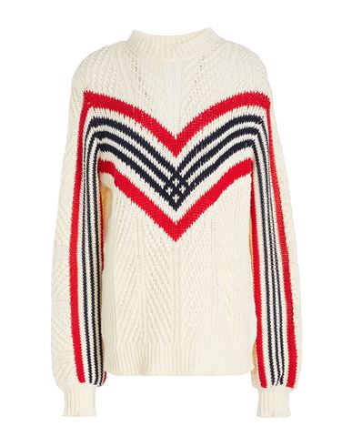 8 By Yoox Organic Cotton Knit Jacquard Mock-neck Sweater Woman Sweater Ivory Size Xl Organic Cotton In White