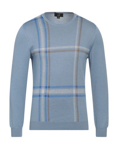 Dunhill Man Sweater Light Blue Size L Merino Wool, Mulberry Silk