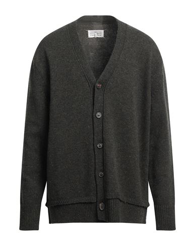 Maison Margiela Man Cardigan Dark Green Size M Wool, Linen, Cotton, Bovine Leather