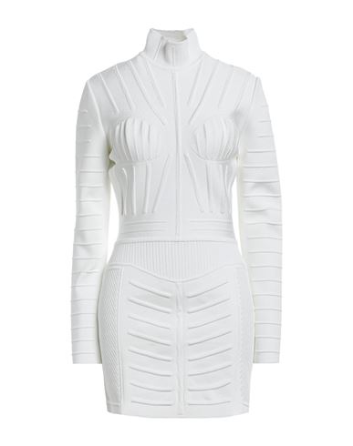 Balmain Woman Mini Dress Off White Size 8 Viscose, Polyamide