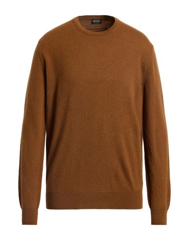 Zegna High Performance Man Sweater Camel Size 44 Wool In Brown