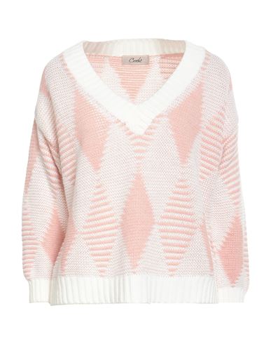 CROCHE CROCHÈ WOMAN SWEATER PASTEL PINK SIZE M ACRYLIC, ALPACA WOOL, WOOL, VISCOSE