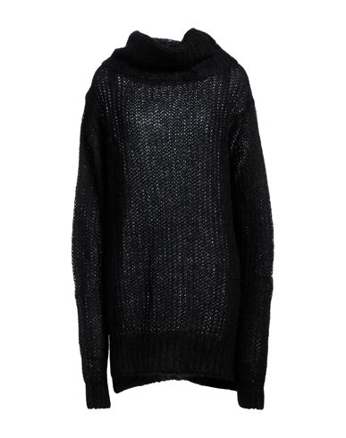 Rossopuro Woman Turtleneck Black Size Xl Acrylic, Polyamide, Mohair Wool In Black