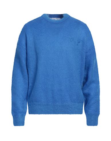 Off-white Man Sweater Azure Size L Mohair Wool, Polyamide, Wool In Blue