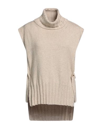 Alpha Studio Woman Turtleneck Beige Size 10 Recycled Cashmere, Polyester, Recycled Wool