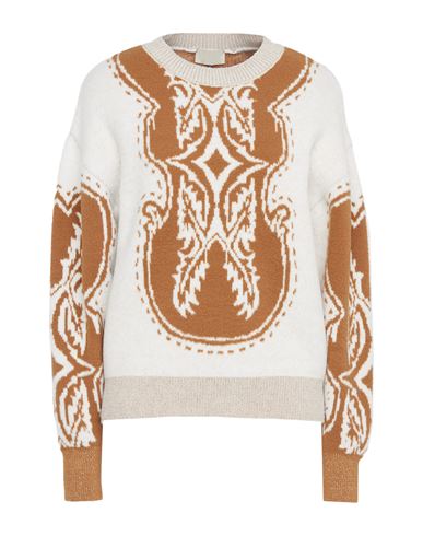 Akep Woman Sweater Camel Size 6 Polyamide In White