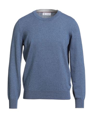 Brunello Cucinelli Man Sweater Slate Blue Size 48 Cashmere In Blue