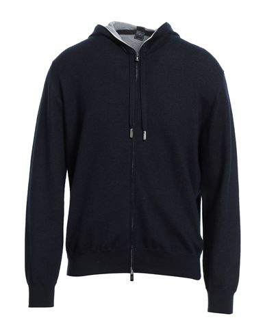 Fedeli Man Cardigan Midnight Blue Size Xl Cashmere, Silk In Blue