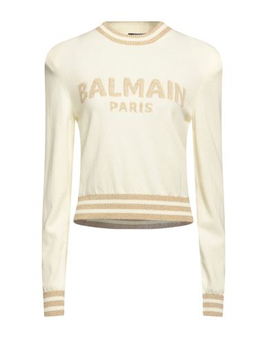Balmain Woman Sweater Cream Size 4 Wool, Cashmere, Viscose, Polyester, Polyamide In White