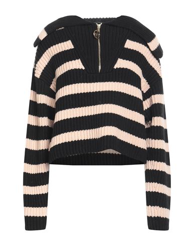 Patou Striped Organic Cotton And Recycled Wool-blend Half-zip Sweater In Black