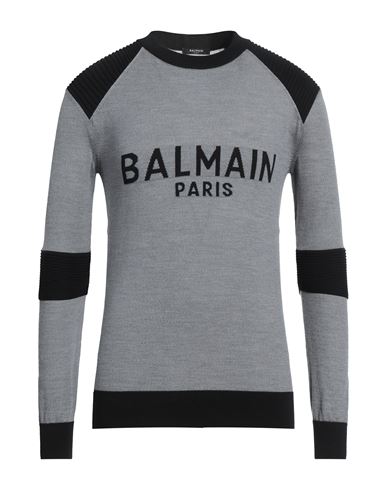 Shop Balmain Man Sweater Grey Size M Virgin Wool