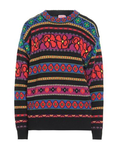 Kenzo Floral-pattern Panelled Jumper In Black