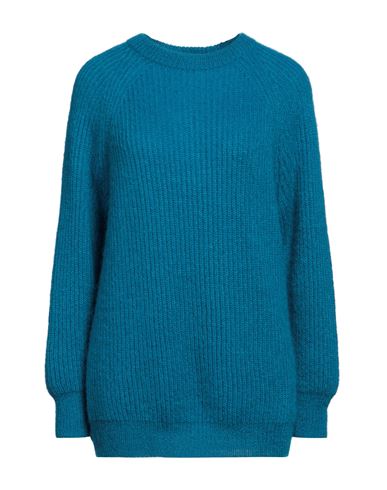 Max Mara Woman Sweater Turquoise Size M Mohair Wool, Polyamide, Wool In Blue