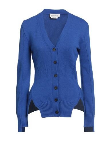Alexander Mcqueen Woman Cardigan Bright Blue Size L Cashmere