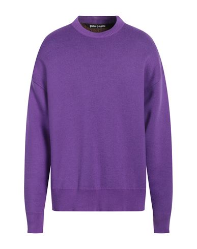 Palm Angels Man Sweater Purple Size Xl Wool, Polyester