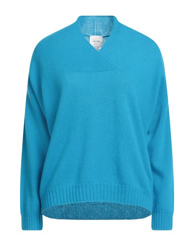 Alysi Woman Sweater Azure Size L Merino Wool, Cashmere In Blue
