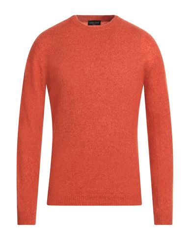 Roberto Collina Man Sweater Orange Size 44 Wool, Silk, Polyester