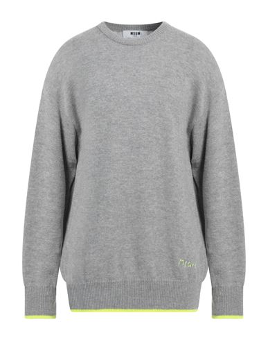 Msgm Man Sweater Grey Size Xl Wool, Cashmere
