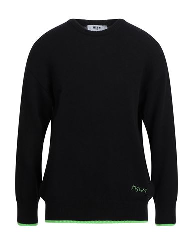 Msgm Man Sweater Black Size L Wool, Cashmere