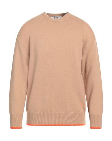 Msgm Man Sweater Camel Size M Wool, Cashmere In Beige