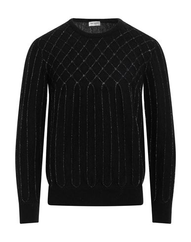 Saint Laurent Man Sweater Black Size M Mohair Wool, Wool, Synthetic Fibers, Cashmere, Metallic Fiber