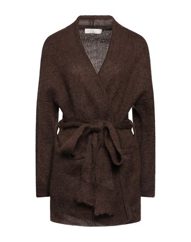 Alessia Zamattio Woman Cardigan Cocoa Size L Mohair Wool, Nylon, Wool In Brown