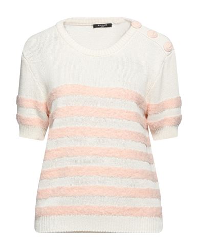 Balmain Pink Wool Blend Knit T-shirt In White