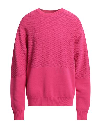 Versace Man Sweater Fuchsia Size 40 Wool, Elastane In Pink