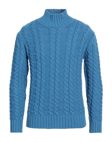 Paolo Pecora Man Turtleneck Azure Size M Virgin Wool In Blue