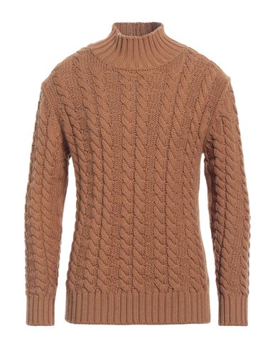 Shop Paolo Pecora Man Turtleneck Camel Size Xl Virgin Wool In Beige