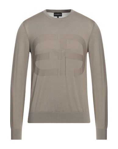 Emporio Armani Man Sweater Khaki Size S Virgin Wool, Polyamide, Elastane In Beige