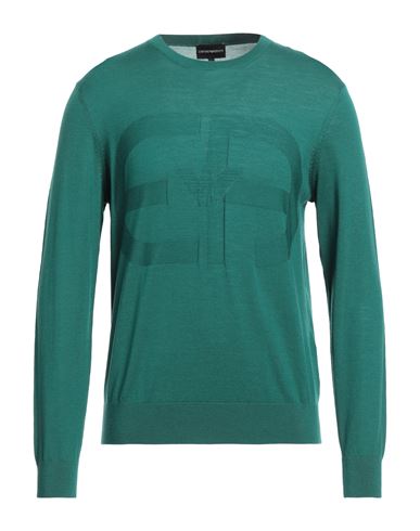 Emporio Armani Man Sweater Green Size L Virgin Wool, Polyamide, Elastane
