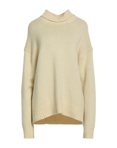 Jil Sander Woman Turtleneck Pastel Yellow Size 12 Cashmere, Cotton, Polyester In Neutral