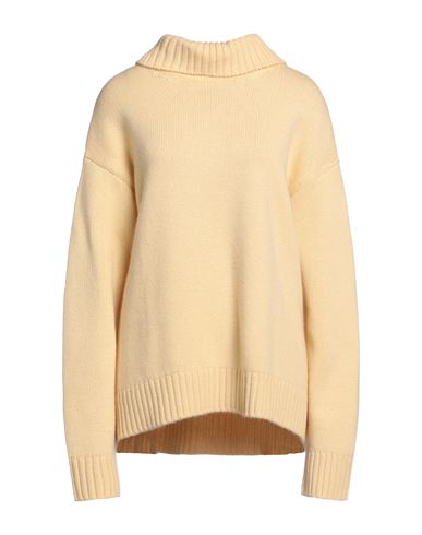 Jil Sander Woman Turtleneck Light Yellow Size 4 Cashmere, Cotton, Polyester