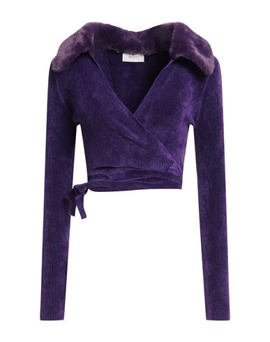 Vicolo Woman Wrap Cardigans Dark Purple Size Onesize Viscose, Polyamide, Elastane In Purple