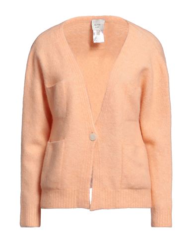 Alysi Woman Cardigan Apricot Size L Alpaca Wool, Polyamide, Merino Wool, Elastane In Orange