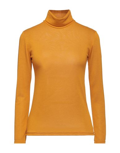 Boutique De La Femme Woman Turtleneck Ocher Size S/m Polyester, Viscose, Elastane In Yellow