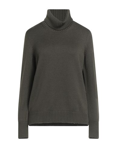 Gran Sasso Woman Turtleneck Military Green Size 8 Virgin Wool