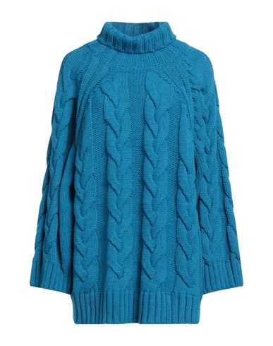 Merci .., Woman Turtleneck Azure Size M Wool, Acrylic, Alpaca Wool In Blue
