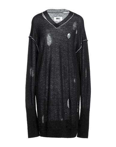 Mm6 Maison Margiela Woman Sweater Black Size Xs Alpaca Wool, Polyamide