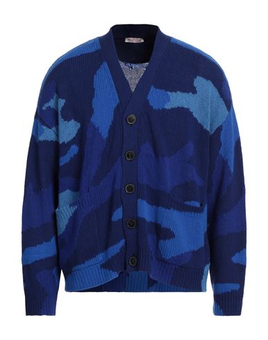 Shop Valentino Garavani Man Cardigan Blue Size L Virgin Wool