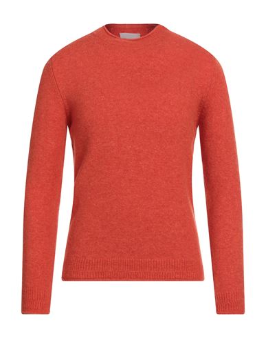 Vneck Man Sweater Orange Size 38 Wool, Polyamide, Elastane