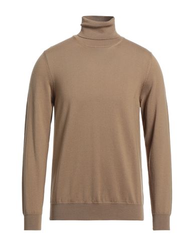 +39 Masq Man Turtleneck Camel Size 40 Merino Wool In Beige